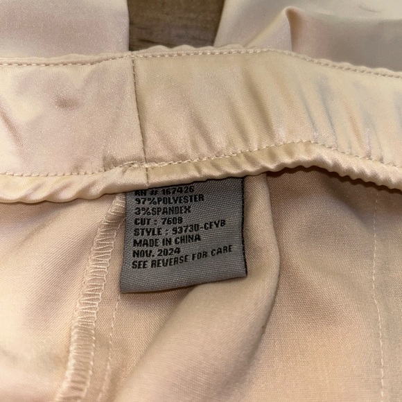 Tractr Light Beige Cargo Satin Trousers Pants Wide Leg Elastic waistband Sz 4/27 - Picture 8 of 12